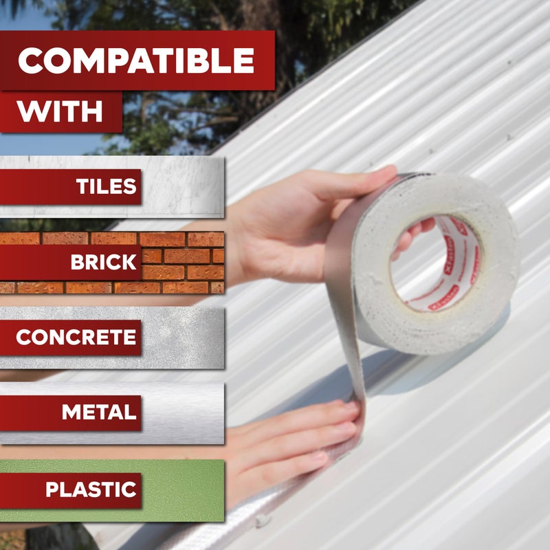 XFasten Super Waterproof Aluminum Butyl Tape, 4-Inch x 16-Foot, Aluminum Foil Tape with Butyl Rubber Adhesive for Window and Metal Roof Flashing, Patching and Gutter Leak Repair - Image 4